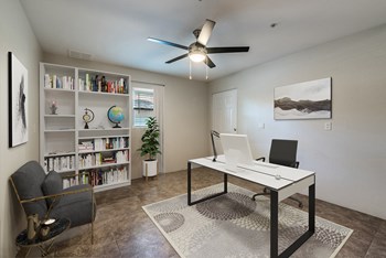 Office area at Dolce Villagio Lofts in Tempe AZ August 2020